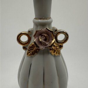 Vintage tilso Porcelain‎ Vase Pink Flower Gold Trim